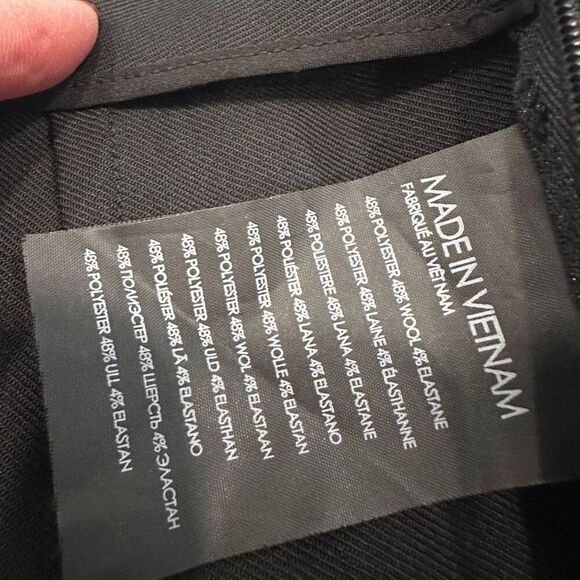 Club Monaco Linzee Wool Blend Black Mid Rise Trouser pants Size 2 Button Hem - Picture 6 of 11